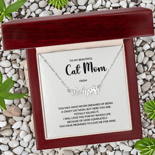 [Almost Sold Out]To My Beautiful Cat Mom Name Necklace|Custom Pet Name Necklace|Personalized Cat Name Necklace