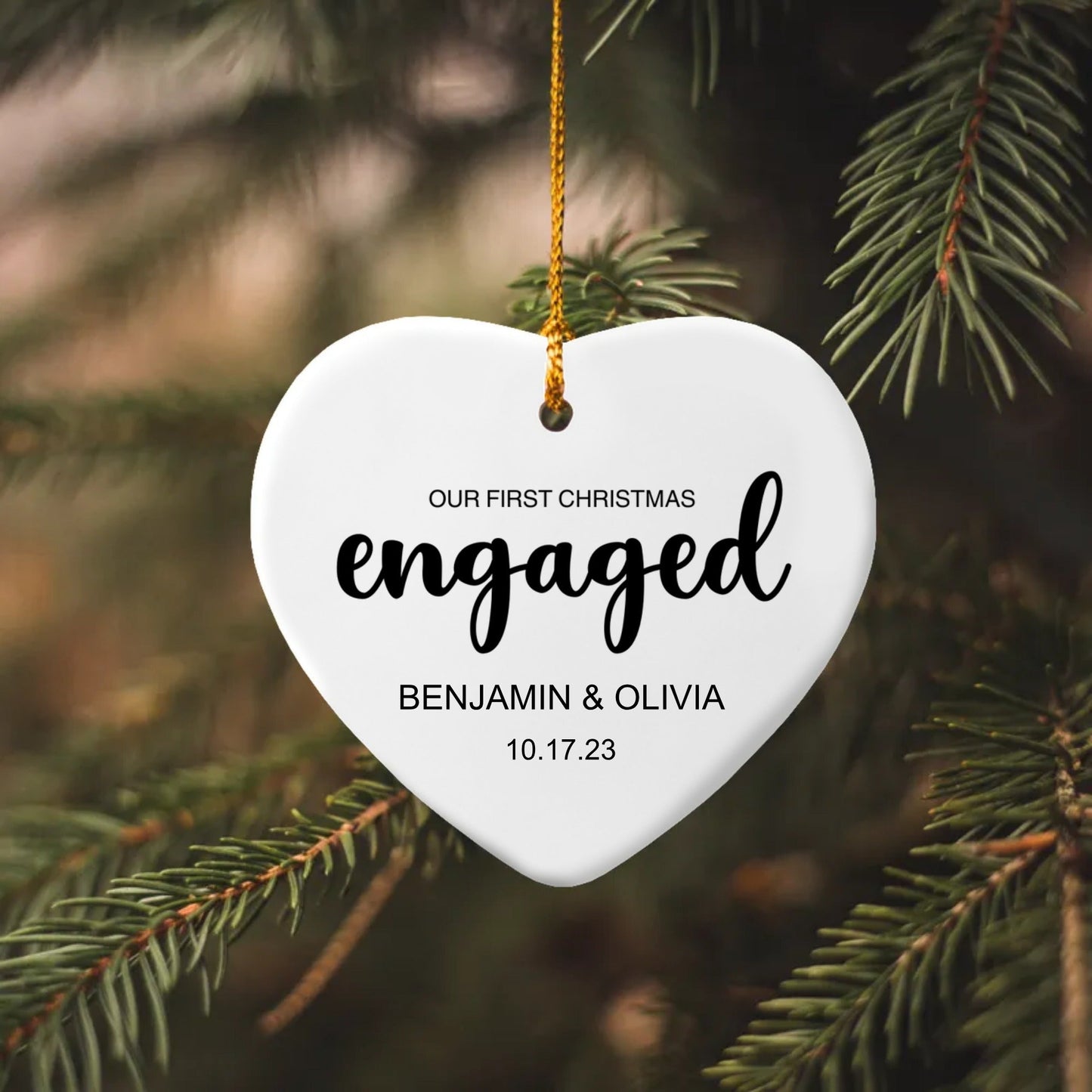 Our First Christmas Engaged Ornament - Personalized Our First Christmas