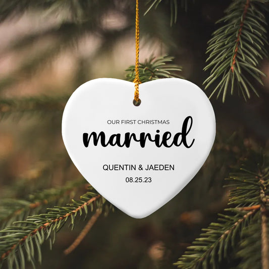 Our First Christmas Married Ornament - Personalized Our First Christmas